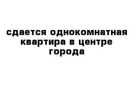 сдается однокомнатная квартира в центре города